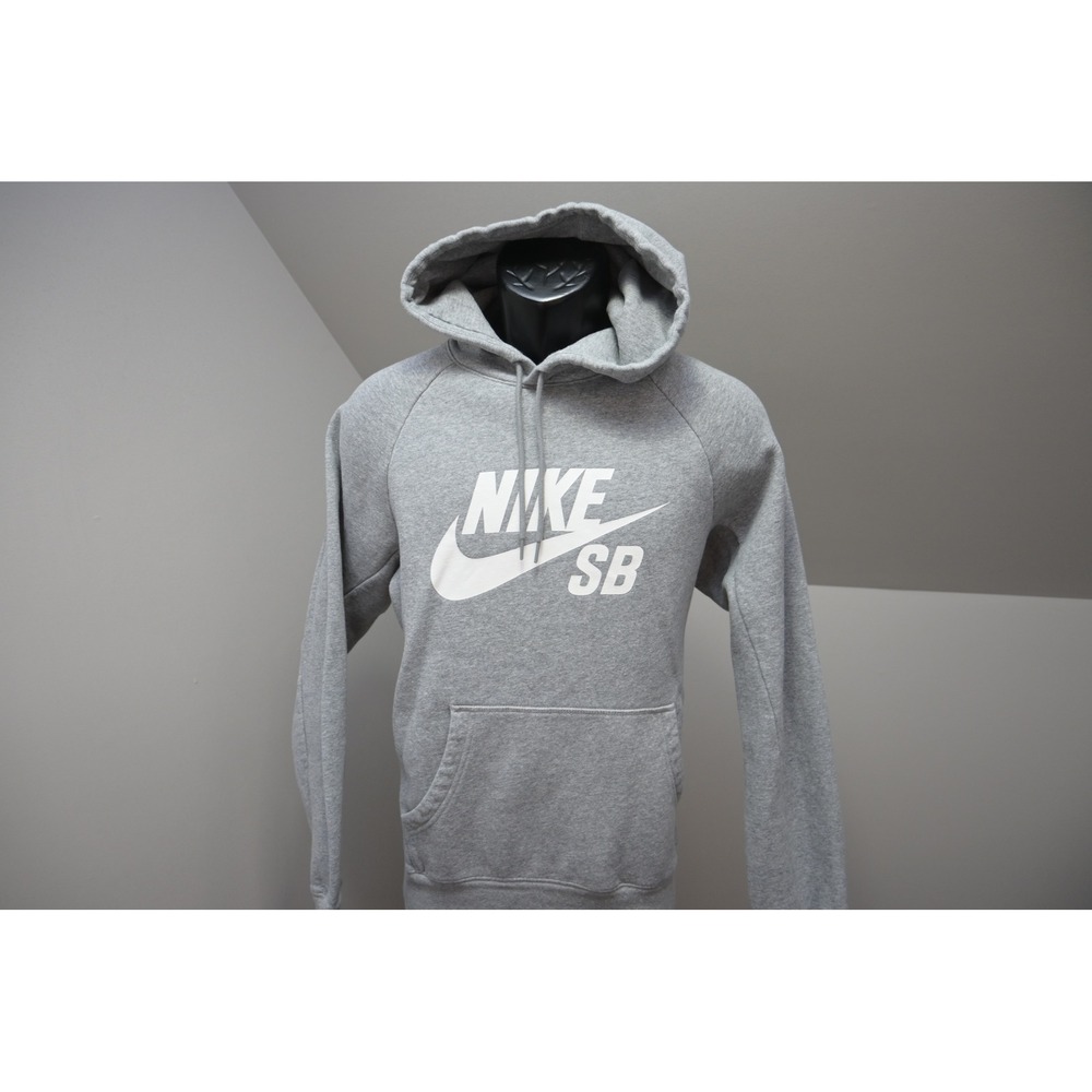 Nike SB Hoodie Cotton Blend Jogger Men Small Gray Graphic Logo Pullover Fleece